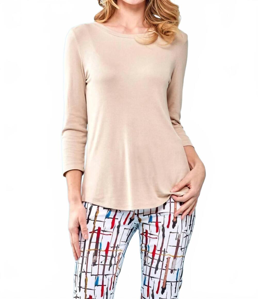 NEW INSIGHT solid 3/4 sleeve top in cream
